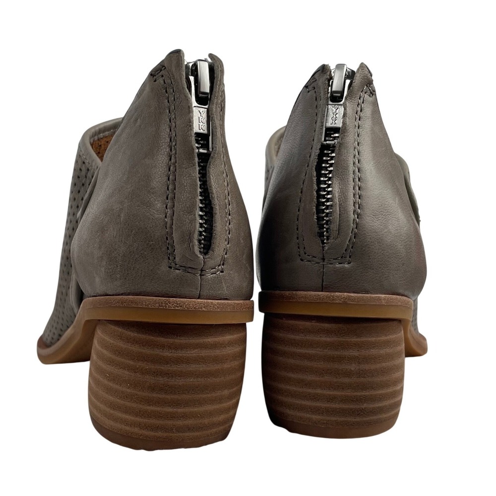 Sofft Grey Leather Perforated Peep Toe Ankle Booties SF0051598 Womens 6.5 M - Picture 3 of 8